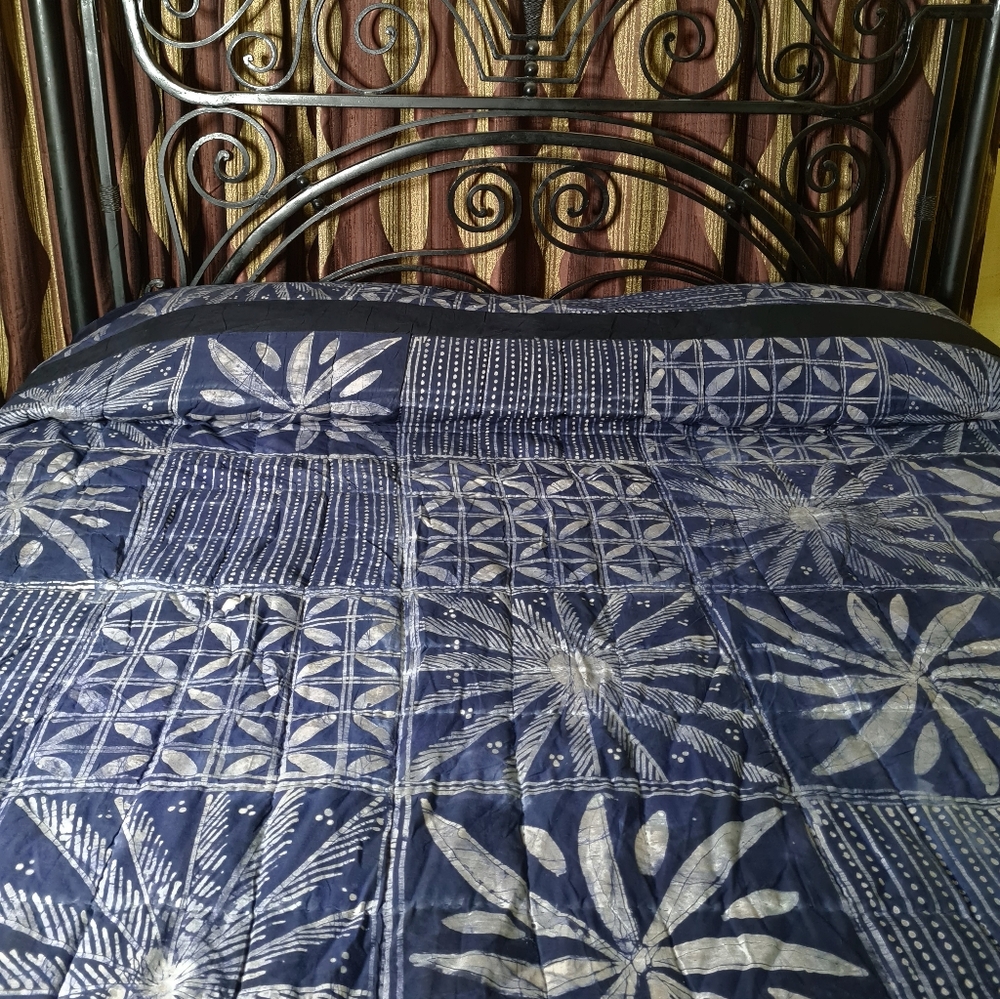 Blue Indigo reversible Tye dye Patchwork Duvet